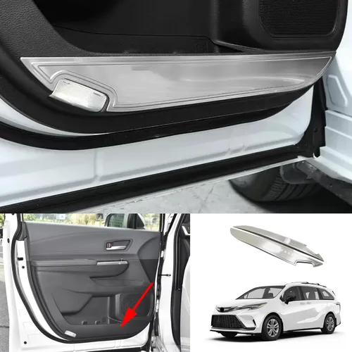 Miniatura 6 de Accesorios para Toyota Sienna Protector de panel de puerta de automóvil, cubiertas de acero inoxidable, 2 piezas de 2021 2022 2023 2024 (Blcak)