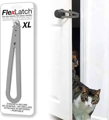 Miniatura 10 de FlexLatch Pestillo de puerta para gatos - Pestillo de puerta para gatos extragrande, alternativa a la puerta de gato, se instala rápidamente, correa