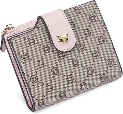 Miniatura 9 de FOXLOVER Cartera pequeña para mujer, con bloqueo RFID, de piel, plegable, con cremallera, bolsillo con cremallera, tarjetero con ventana