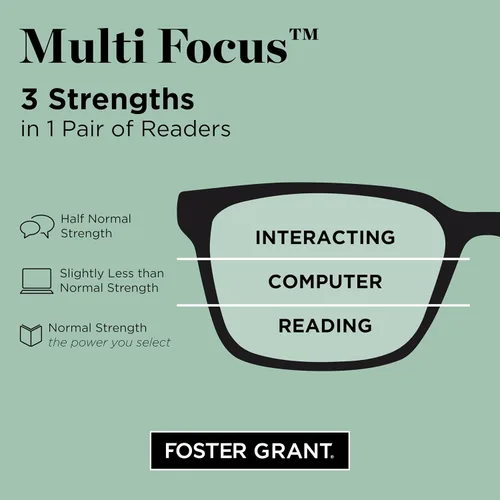 Miniatura 6 de Foster Grant mens Sawyer Multifocus Reading Glasses Rectangular Reading Glasses Mate plomizo/transparente
