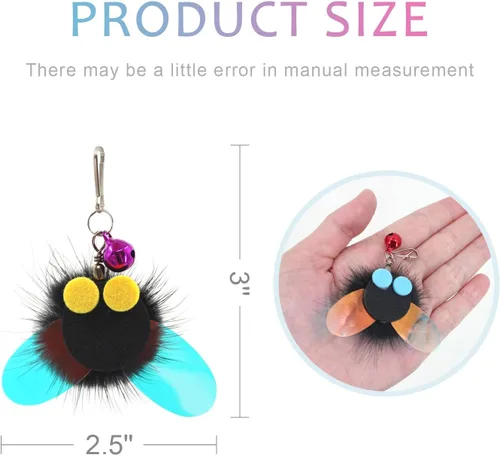 Miniatura 5 de SONGWAY Recambios de varita de juguete para gatos, 6 piezas de repuesto de juguetes para gatos peludos en forma de insecto, juguetes interactivos