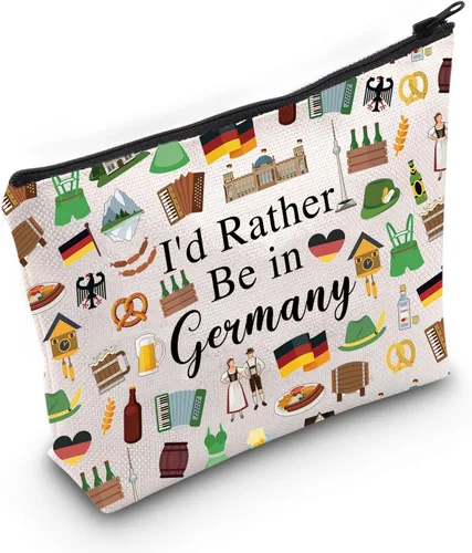 Miniatura 8 de PWHAOO Bolsa de maquillaje de viaje de Alemania, preferiría estar en Alemania, bolsa de cosméticos para vacaciones - Regalo de recuerdo, Más bien