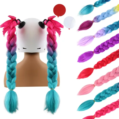 Miniatura 8 de 2 Pzas Coleta de Casco Coleta de Casco de Motocicleta Coleta de Casco de Bicicleta Trenzas Colas de Cabello para Decoraciones de Cualquier Casco