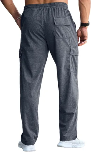 Miniatura 9 de CTU Pantalones deportivos holgados de moda para hombre, ligeros, para entrenamiento, pantalones deportivos con parte inferior abierta con bolsillos