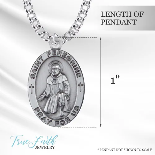 Miniatura 5 de True Faith Jewelry Collar de plata de ley con colgante de medalla de San Peregrino, joyería religiosa, 78 pulgadas, Plata esterlina, No es una