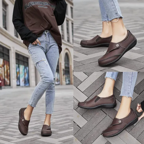Miniatura 5 de Geoeleph - Mocasines de cuero para mujer, cómodos, planos, para caminar, con cordones, informales