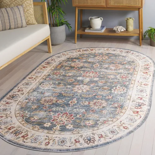 SAFAVIEH Alfombra lavable Colección Arizona, ovalada, de 5 x 8 pies, verde y beige, antideslizante y fácil de limpiar, ideal para sala de estar,