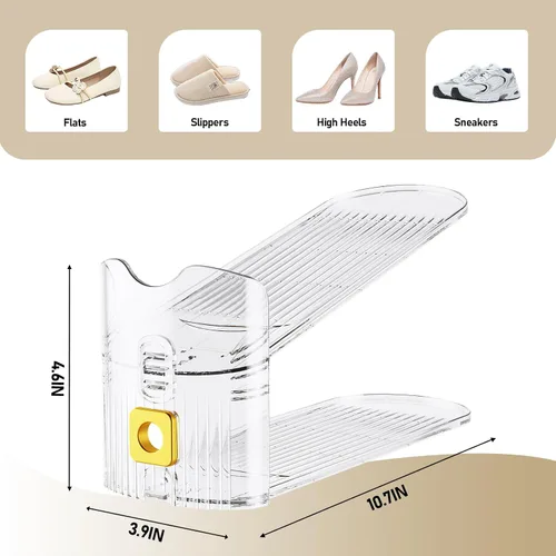 Miniatura 6 de FENRUNXU Organizador de zapatos para armario, organizador de zapatos apilables de doble capa, estante para zapatos, ahorro de espacio del 50%