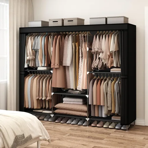 Miniatura 2 de MOGELAFOO Armario Ropero de 83", Armario Portátil para Dormitorio, Perchero Independiente con Cubierta de Tela No Tejida, 5 Varillas para Colgar, 6