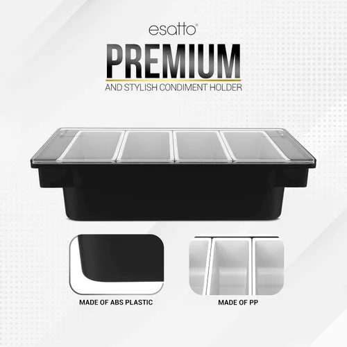 Miniatura 5 de Esatto - Porta condimentos para bar, bandeja de guarnición refrigerada con tapa para bar, 4 insertos de 1/2 pinta, con 12 vertedores para botellas