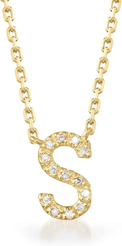 Miniatura 6 de Ross-Simons Collar con inicial acentuada de diamante en oro de 18 quilates sobre plata de ley