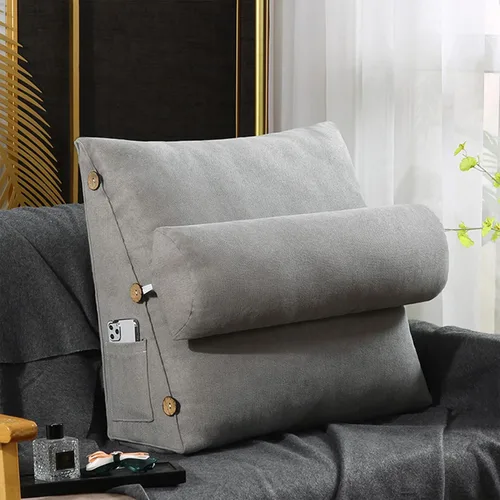 Miniatura 13 de Almohada de lectura y televisión, almohada de cuña de espalda con almohada ajustable para el cuello y bolsillos, almohada de lectura para reposo