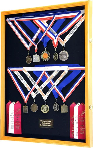 Miniatura 2 de Medallas militares XL, alfiler, parches, insignias, cintas, insignias, banderas, vitrina para gabinete Shadowbox (acabado en madera de roble)