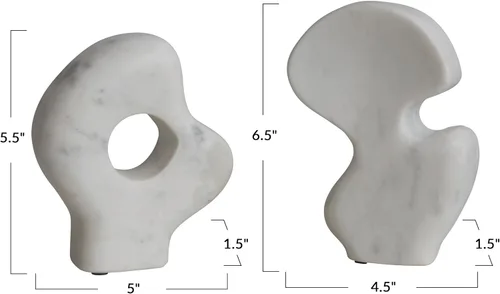 Miniatura 2 de Esculturas decorativas abstractas de mármol, juego de 2 estilos, color blanco