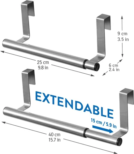 Miniatura 2 de Artmoon Toallero extendido sobre la puerta – Toallero sobre armario – Extensible 9.8-15.7 pulgadas – Protección antideslizante contra arañazos