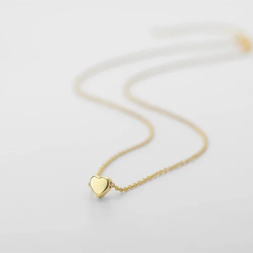 Miniatura 5 de Delicado collar con pequeño dije de corazón de oro, (además hay modelos con dije de corazón con inicial, con dije de rosa y con circonia cúbica)