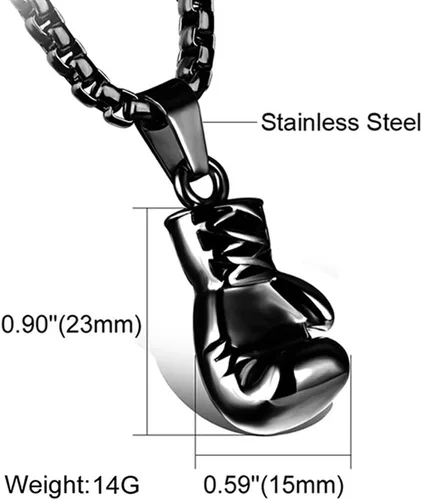 Miniatura 14 de Hamoery Collar con colgante de cadena de guante de boxeo de acero inoxidable punk para hombres y mujeres