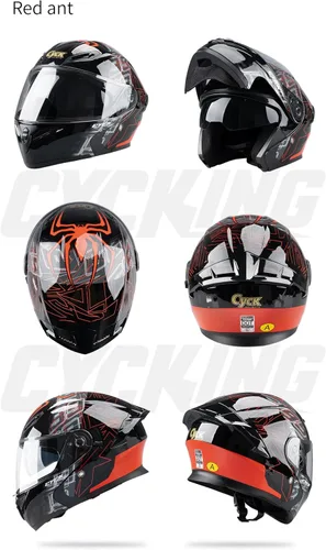 Miniatura 2 de Casco integral para hombres y mujeres adultos con protector solar ahumado Una hormiga roja