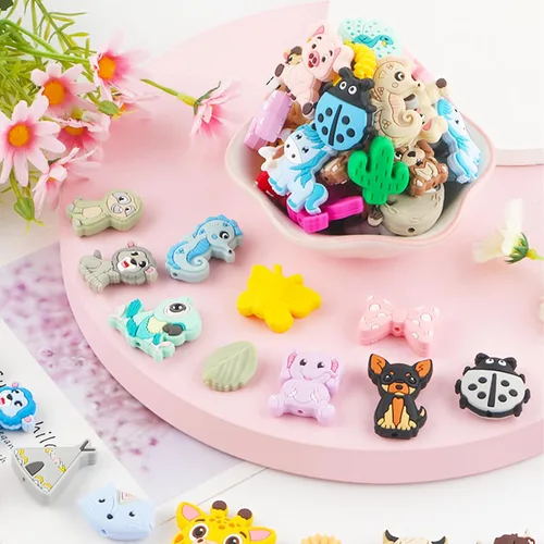 Miniatura 3 de 10 cuentas de silicona de animales lindos para fabricación de joyas a pulseras, cadenas de joyería, bolígrafo, accesorios de cuentas (A5)