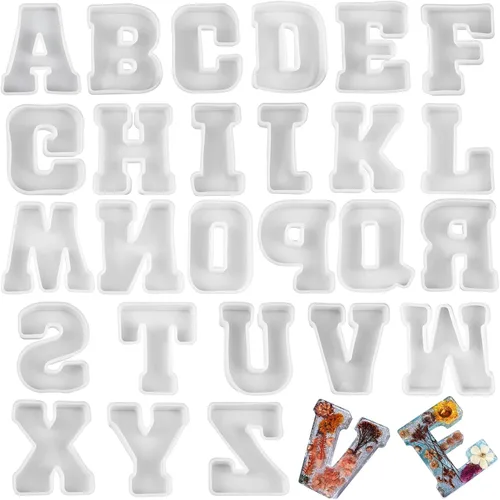 Molde de resina de letras inglesas de 4 pulgadas, paquete de 26 moldes de letras de silicona para hacer manualidades de resina