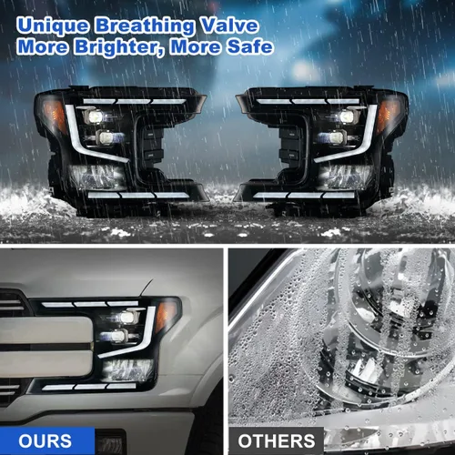 Miniatura 5 de ROXX Conjunto de faros delanteros LED completos para Ford F150 2018 2019 2020, faros delanteros de haz alto y bajo con señales de giro secuenciales