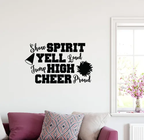 Miniatura 7 de 38"x24" Show Espíritu Yell Loud Jump alta Cheer orgullosos pompones animadora del megáfono calcomanía decorativo para pared arte mural decoración