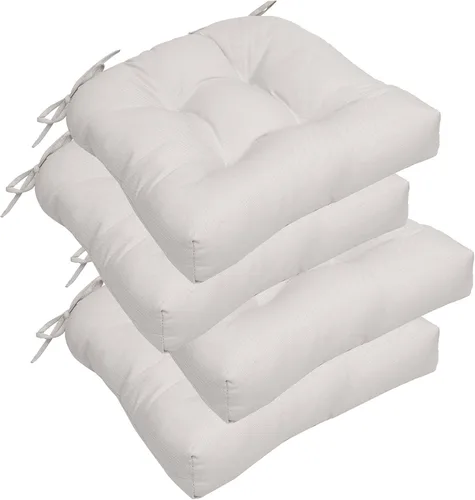 RACE LEAF Cojines para Sillas de Patio 17x17 Pulgadas Paquete de 4, Cojines de Asiento Exteriores Engrosados Resistentes al Agua con Lazos
