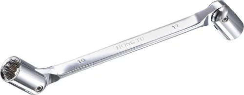uxcell Llave de cabeza flexible de 12 puntos, extremo de caja giratoria doble métrica de 0.630 in x 0.669 in, rotación CR-V de 180 grados para