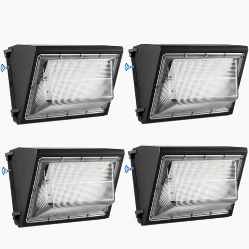 Paquete de 4 lámparas LED de pared de 100 W del anochecer al amanecer, 13000LM 400-600W equivalente a HPS/HID, iluminación de seguridad al aire