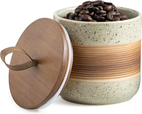 Miniatura 27 de Miamolo Tarro pequeño de cerámica con tapa, recipiente de café, recipiente de café, tarros de almacenamiento de alimentos para bolsa de té