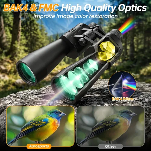 Miniatura 5 de Aurosports Binoculares de astronomía de 20 x 70 para adultos, lente objetivo grande de alta potencia de 2.756 in con rendimiento mejorado de poca