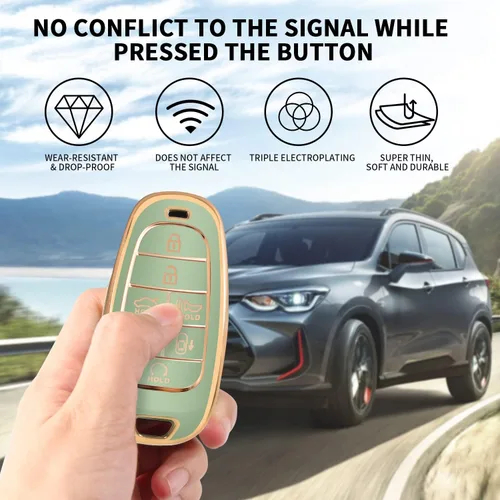 Miniatura 5 de MILD EAST Funda protectora para llavero Hyundai Sonata Santa Fe Tucson TPU para 7 botones 2023 2022 2021 2020 A:Verde