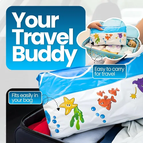 Miniatura 6 de Mommy's Helper Bañera inflable bajo el mar, bañera plegable y segura para bebé con asiento antideslizante de cuerno de sillín para niños, baño