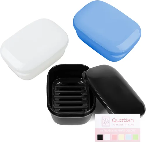 Miniatura 9 de Quatish Soporte para jabón, contenedor de jabón de viaje con tapa, estuche de jabón de barra portátil, caja de jabón a prueba de fugas