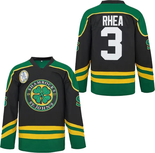 Miniatura 3 de Ross The Boss #3 Rhea - Camiseta de hockey sobre hielo con parche EMHL para hombre, diseño de tréboles de San Juan