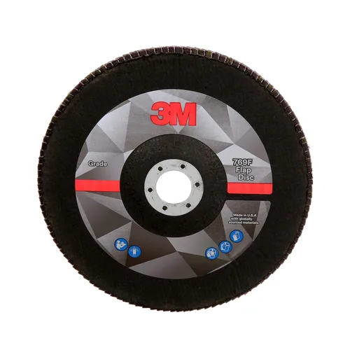 Miniatura 21 de 3M Disco de Solapa 769F, Tipo 27, 80+, 4-1/2 in x 7/8 in, Abrasivo de Alto Rendimiento, Disco de Rectificado y Acabado de Grano Cerámico
