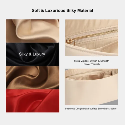 Miniatura 4 de Organizador de bolso para bolsos, organizador de bolso de seda con cremallera, suave como la seda, organizador de bolsas para Speedy Neverfull Tote