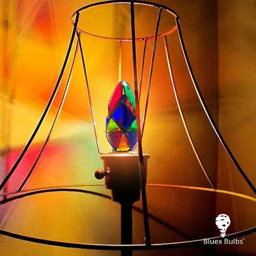Miniatura 3 de Paquete de 3 Bombillas LED de Vidrio Emplomado E12 LED de 2W (Equivalente a 25W) Base de Candelabro Luz Nocturna Pintada Bombilla de Mosaico