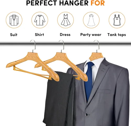 Miniatura 6 de DEDU Perchas de traje para hombre, paquete de 20, ancho de 17.5", perchas de abrigo sin protuberancia en el hombro, antideslizantes para suéteres