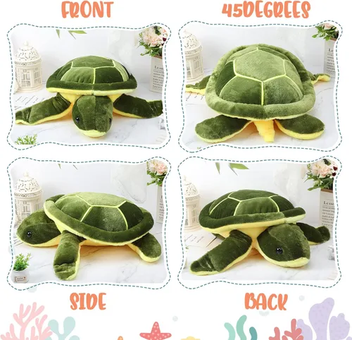 Miniatura 7 de Civaner Animales de peluche grandes de tortuga marina verde, juguetes de felpa suave y gigante, almohada corporal de tortuga oceánica, muñeca