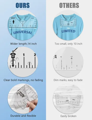 Miniatura 5 de Vowlove Regla de camiseta para una alineación precisa, herramienta de colocación en el centro y el pecho izquierdo para hacer camisas, compatible 01