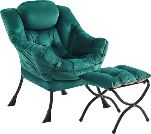 Miniatura 21 de Silla perezosa acogedora y otomana, juego grande de silla de descanso contemporánea, sillón tapizado de ocio para lectura para dormitorio, sala