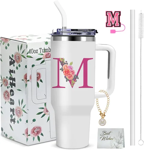 Miniatura 8 de Regalos de cumpleaños para mujeres, vaso con monograma con asa, regalos personalizados para mamá, regalo con monograma para mujer, vasos