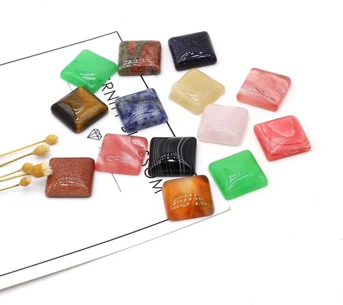 Miniatura 6 de Cabujón rectangular con parte trasera plana piedras naturales cabujón para hacer joyas 20 piezas