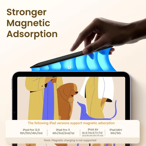 Miniatura 4 de Hastraith Lápiz capacitivo para iPad (2018-2025) - 13 minutos de carga rápida con sensibilidad de inclinación y rechazo de palma para iPad