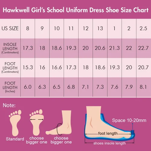 Miniatura 6 de Hawkwell Zapatos de vestir para uniforme escolar con correa para niña Mary Jane Flats