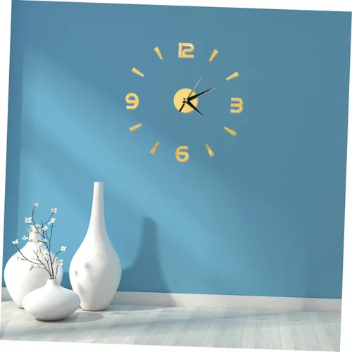 Miniatura 8 de IMIKEYA Reloj de pared sin marco, reloj de pared dorado, pegatinas de espejo, sin marco, reloj de pared, reloj acrílico, mural, hogar, reloj
