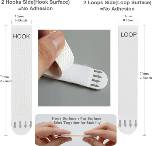 Miniatura 2 de Tiras grandes para colgar cuadros resistentes, 32 pares (64 tiras) Adhesivas para paredes sin daños perchas para cuadros sin clavos Tiras adhesivas