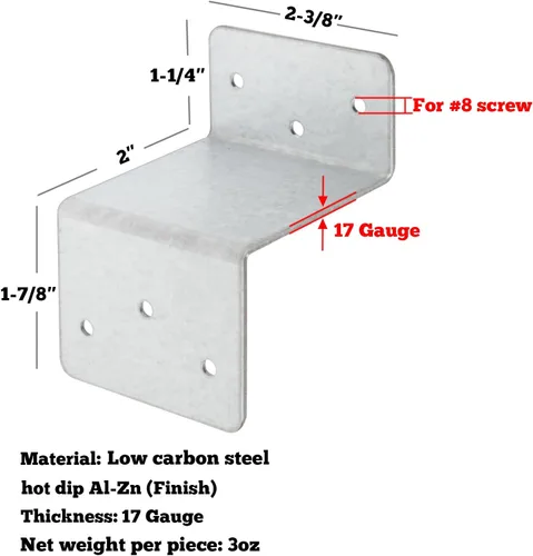 Miniatura 2 de GBGS - 10 soportes en Z, 2 pulgadas de alto, para fijación de estantes de madera