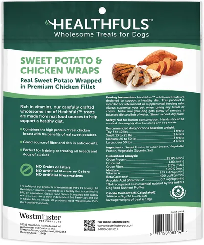 Miniatura 2 de Golosinas de batata con pollo envuelto para perros Healthfuls, 16oz